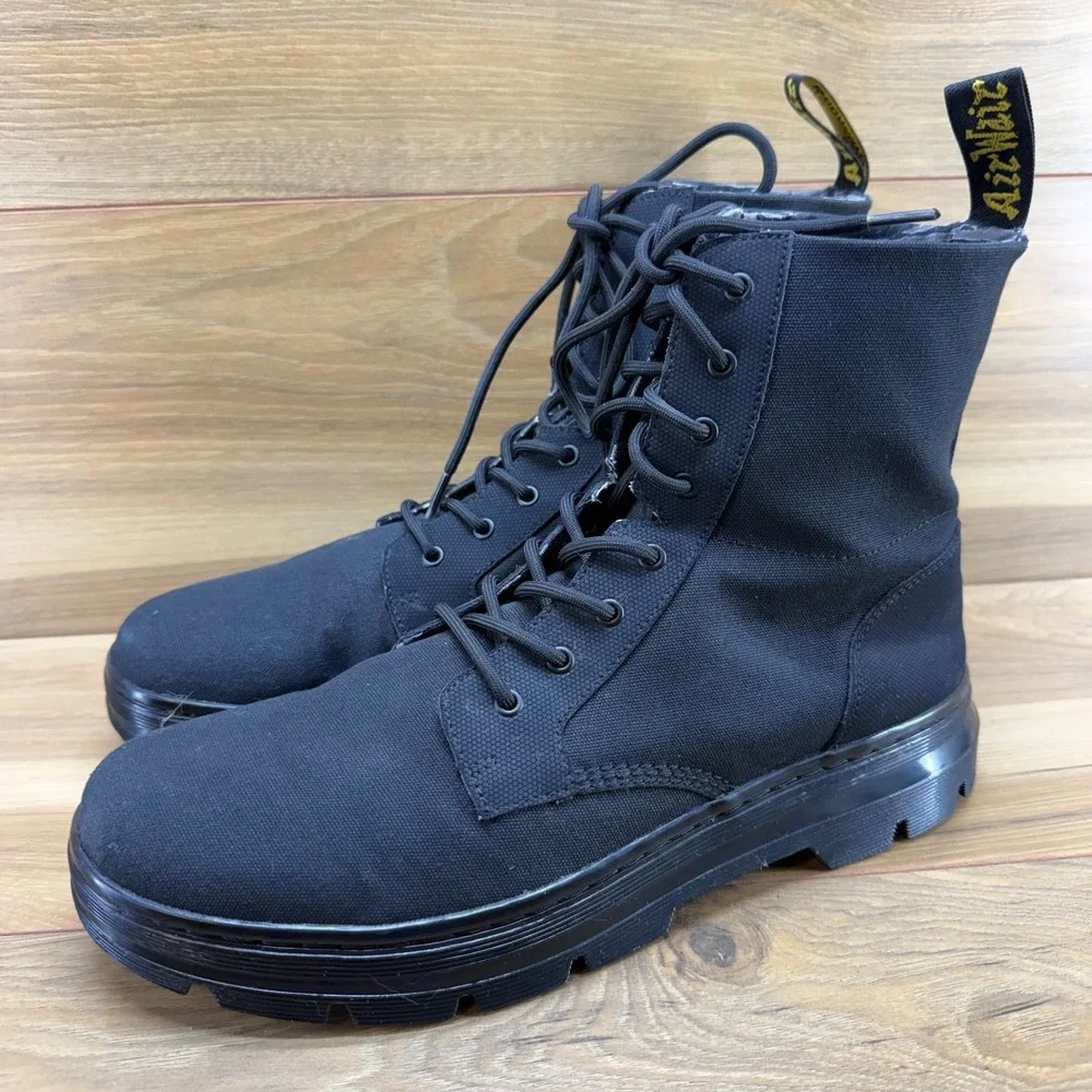 Dr Martens Combs II Chunky Lug Boot Mens 12 Black Canvas Lace Up Modern Punk Y2K